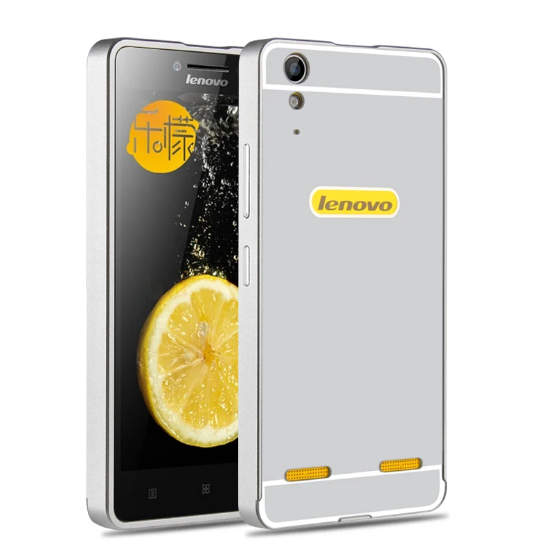 Silver Чехол для lenovo a6000, роскошный зеркальный чехол, металлический алюминиевый бампер, рамка, чехол для lenovo K3 A 6000 a6010, позолоченная задняя крышка из поликарбоната - Цвет: Silver