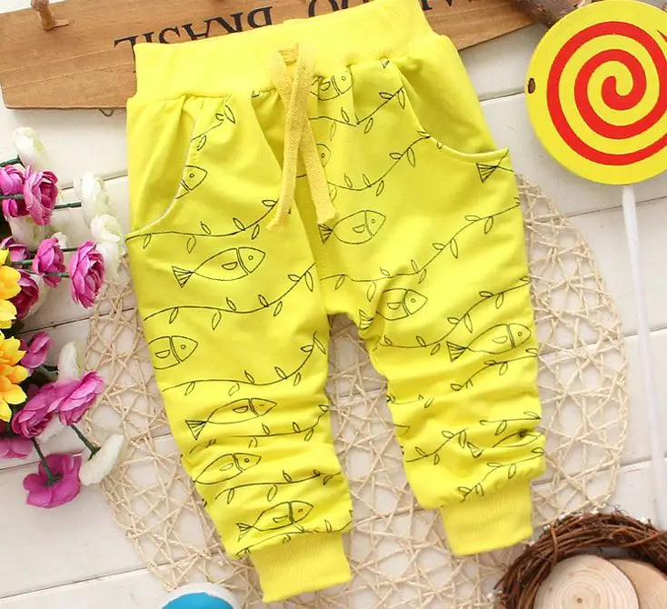 Милые хлопковые детские штаны на весну и осень штаны для новорожденных мальчиков штаны для маленьких девочек одежда для малышей штаны для малышей от 0 до 2 лет - Цвет: Цвет: желтый