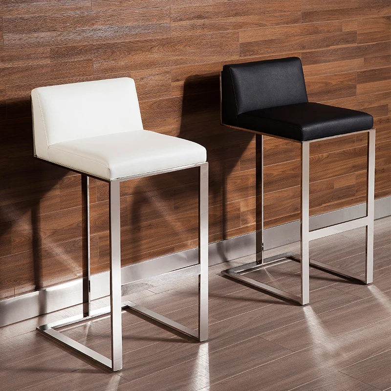 Nordic style creative stainless steel high bar chair modern minimalist high stool home high bar chair