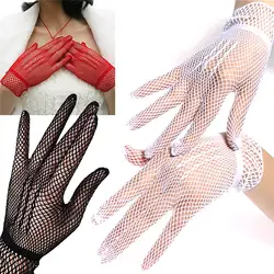 1 пара Женские сетчатые ажурные перчатки летние нейлоновые белые перчатки солнцезащитный головной платок танцевальные Вечерние перчатки