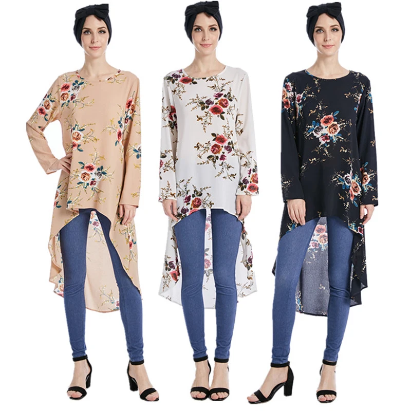 

2019 Abaya Dubai Blouse Indonesia Turkey Qatar Women Muslim Bolero Irregualr Chiffon Long Sleeve Top Turkish Islamic Clothing