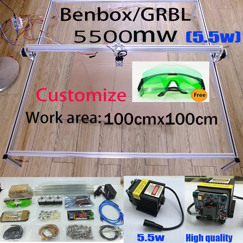 

5.5w laser cutter Fancy laser carving 5500mw 100*100cm mini DIY laser engraving machine/IC mark/laser printer/carving work DHLsp