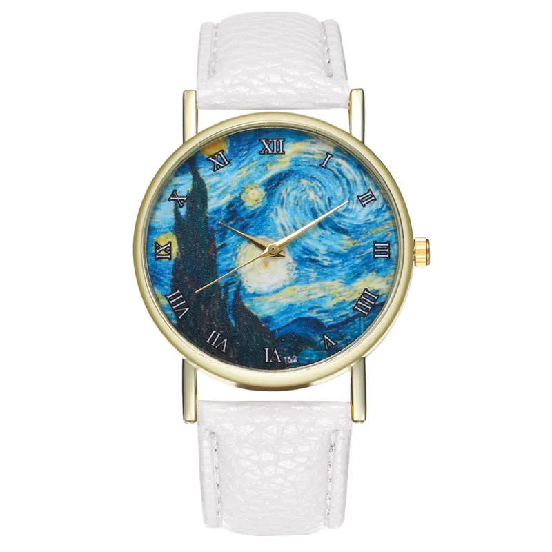 Звездное небо космические наручные часы для женщин Новая мода минималистичные женские часы-браслет Montre Femme кожаные кварцевые часы