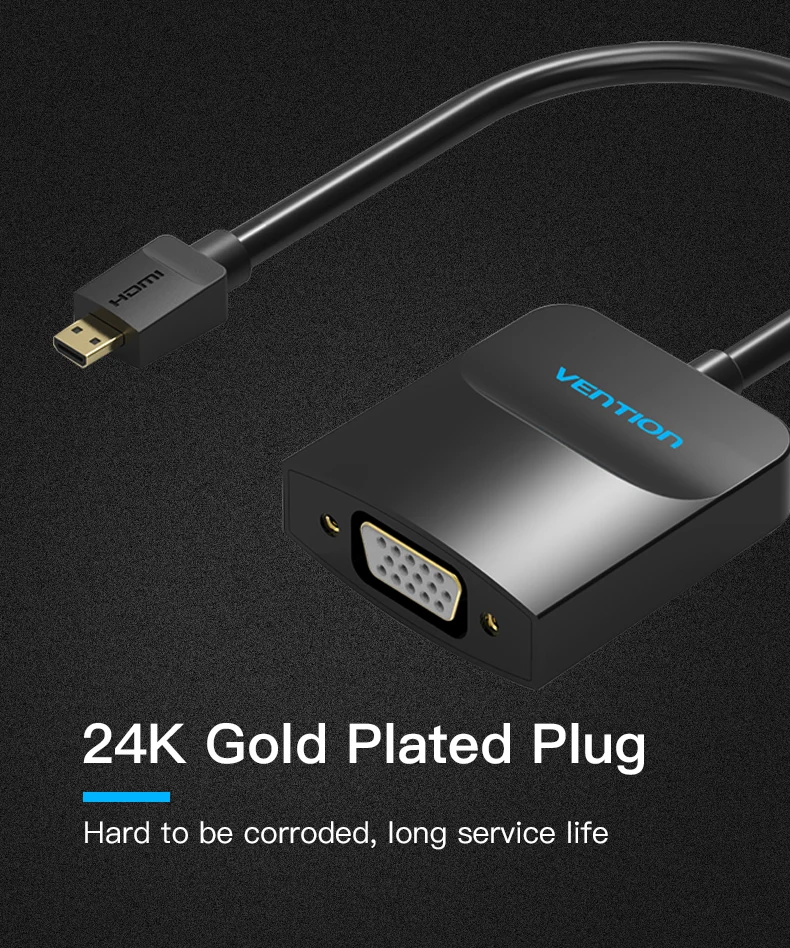 Vention микро HDMI к VGA кабель мужчин и женщин VGA адаптер аудио разъем и Micro USB кабель HDMI конвертер для xbox PS4 с 3,5 мм