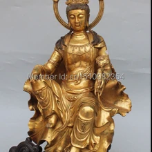 2" Китайский Бронзовый Свинка Сиденья Лотоса Кван-инь Шакьямуни Жуи лотоса Статуя Будды