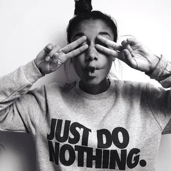 

2018 Just Do Nothing Sudaderas Mujer Fashion Women Casual Long Sleeve Hoodie Jumper Pullover Sweatshirt Tops Shirt Hoodies H7