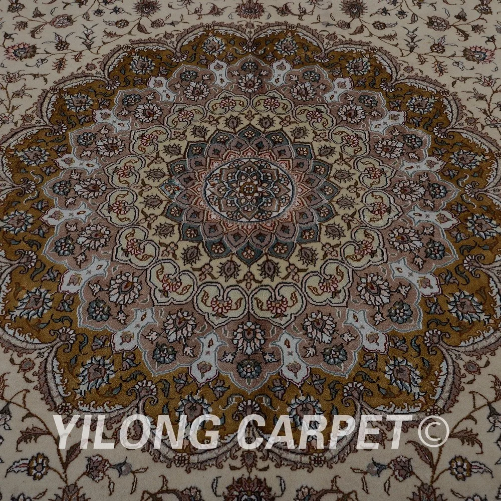 Yilong 10'x14 Исфахан искусственная шерсть коврик бежевый ручной работы, изысканные шерсть шелк смесь область ковер (1508)