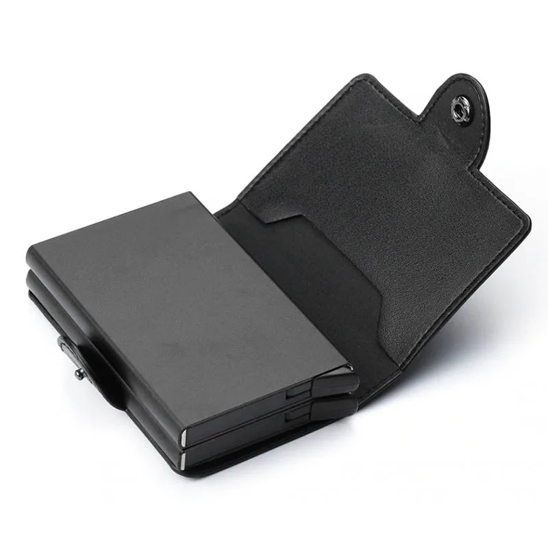 

BYCOBECY 2019 PU Leather Credit Card Holder Vintage 5 Colors Business ID Card Wallets Solid Aluminum Card Holder Men and Women