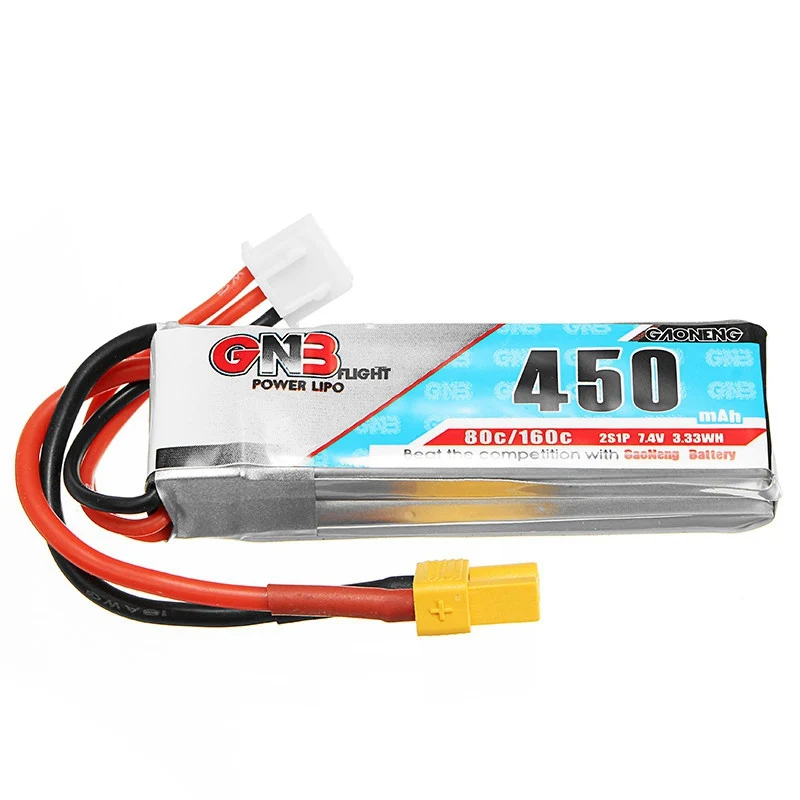 

2018 Latest Gaoneng GNB 7.4V 2S 450MAH 80C Rechargeable Lipo Battery XT30 Plug Connector For RC Racing Drones FPV Quadcopter