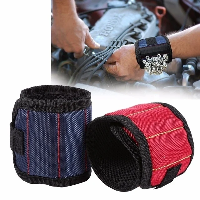 Магнитный браслет с сильными магнитами для крепления винтов, гвоздей, сверл, сумка для инструментов, идеально подходит для ремонта автомобиля, хранения вязания
