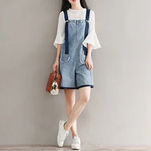 Модные джинсовые комбинезоны, женские комбинезоны, свободные, без бретелек, комбинезоны, комбинезон с карманами, шорты-шаровары, Новая повседневная одежда, плюс размер, 5XL