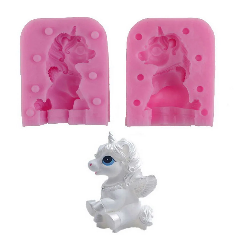 1 Set 3D Unicorn Shape Silicone Mould Chocolate Fondant Soap Candy Cake Molds Kitchen Baking