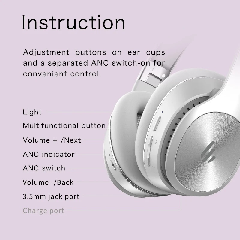 Bluetooth наушники EDIFIER W828NB функция ANC до 25 часов воспроизведения складной дизайн