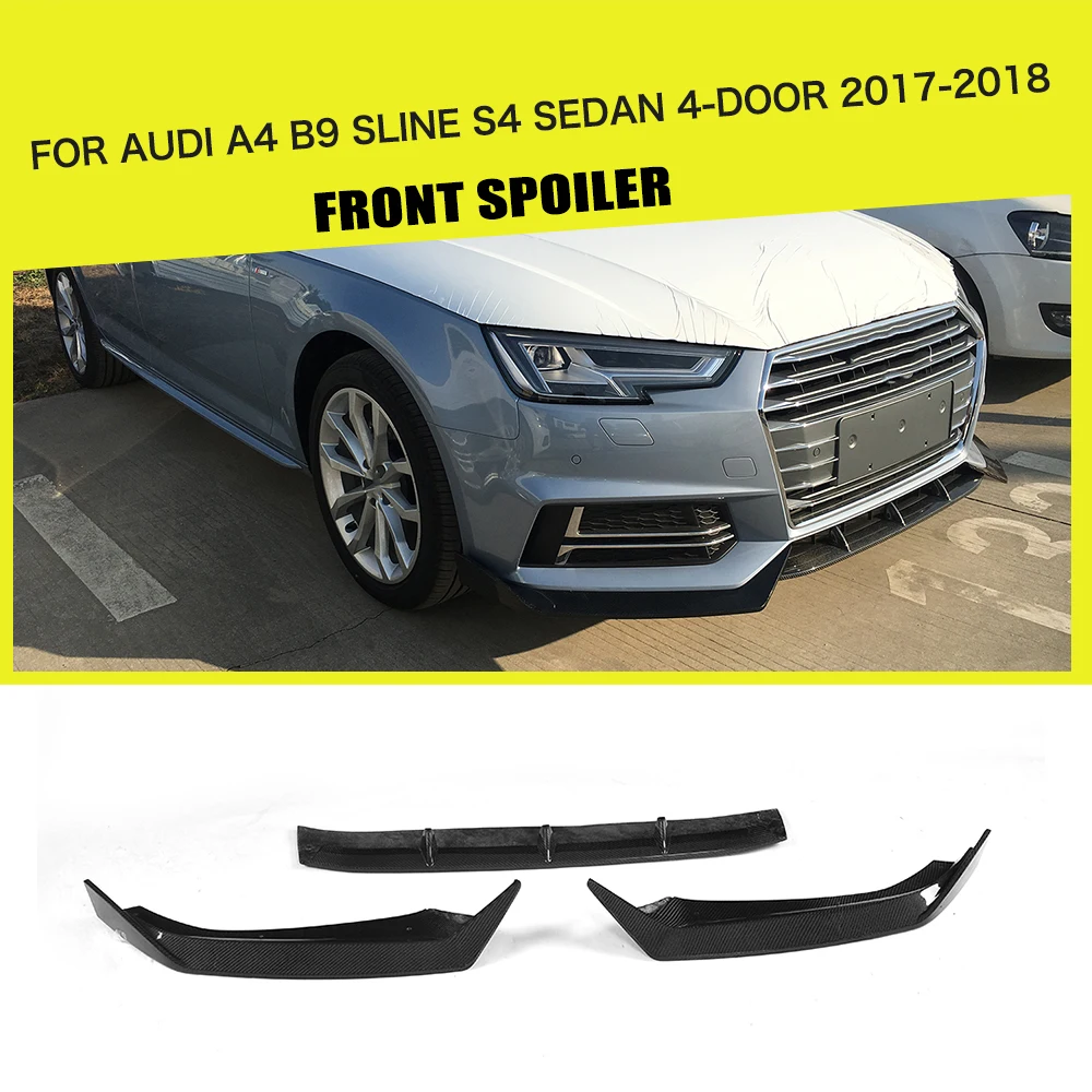 

Carbon Fiber / FRP Car Front Bumper Lip Spoiler Splitters Protector for Audi A4 B9 SLINE S4 Sedan 4 Door 2017 2018 2019 ML Style