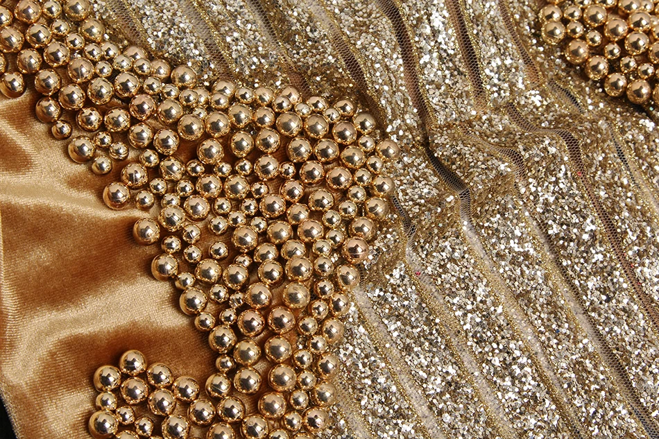 Новинка элегантные летние Dubia черного и золотого цвета Вечерние Платье перья аппликации Бисер бриллианты с длинным рукавом, в стиле Звезд женское платье
