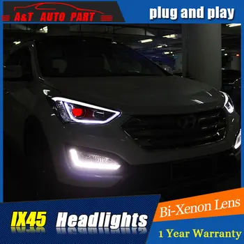 

2013-2016 Car Styling for Hyundai IX45 LED Headlight New SantaFe Headlight DRL Lens Double Beam H7 HID Xenon bi xenon lens