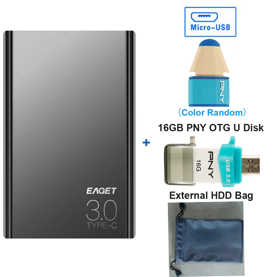 Eaget G70 HDD 2," USB 3,0 внешний жесткий диск 1 ТБ/2 ТБ Тип-c 3,0 жесткий диск hd externo disco duro жесткий диск для портативных ПК - Цвет: Black Micro adapter