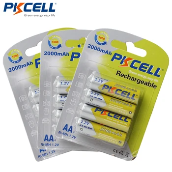 

3Pack/12Pcs PKCELL AA Battery NIMH 1.2V 2000mAh 2A 1.2 Volt Ni-MH AA Rechargeable Battery Batteries Bateria Baterias for Toys