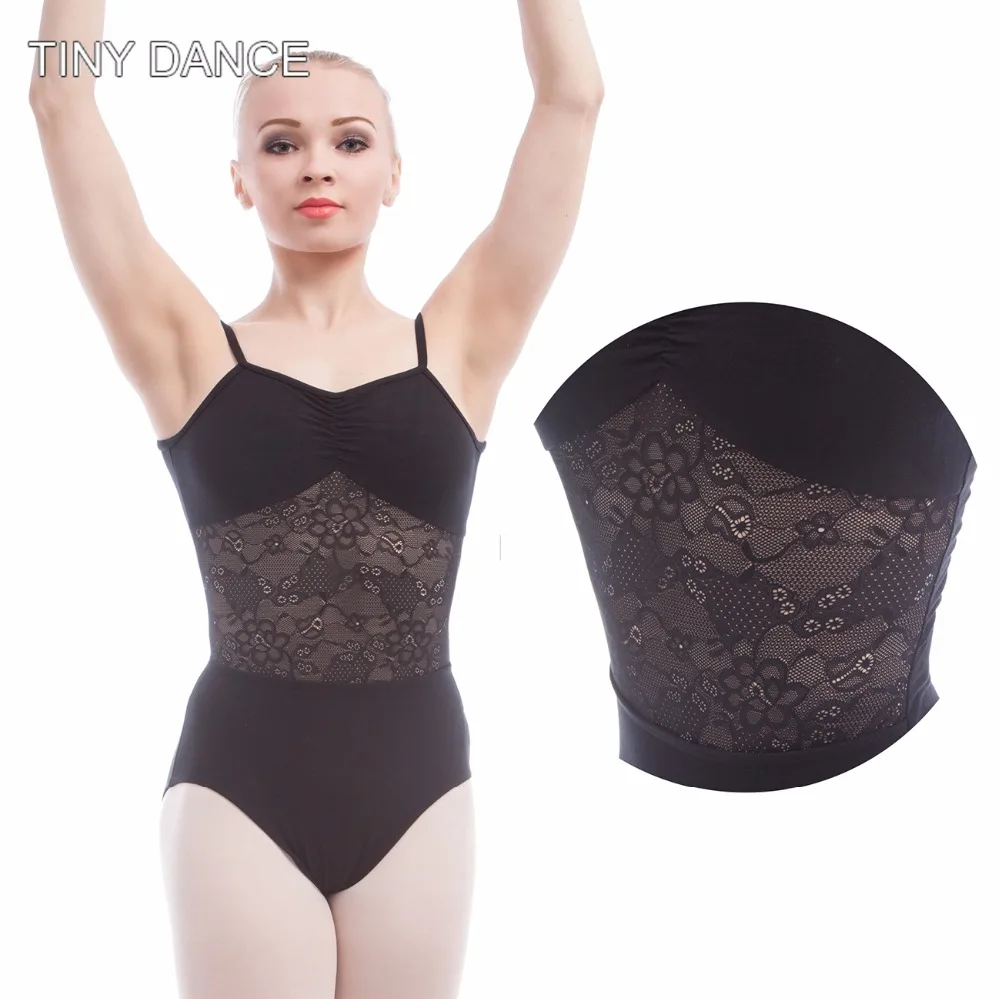 

Women's Black Cotton and Lace Ballet Leotards Dancewear Adult Ballerina Dance Practice Clothes Gymnastics Leotards 01D0016