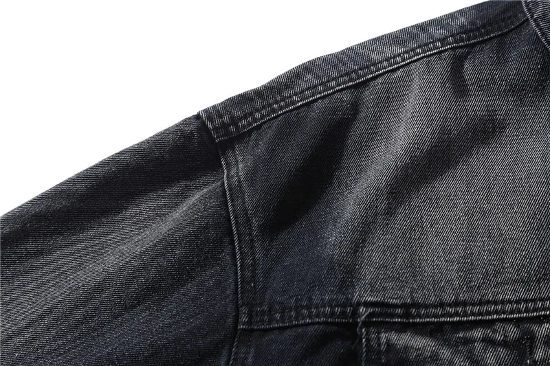 Темно-синяя джинсовая куртка для мужчин с отложным воротником, большие мужские куртки, уличная джинсовая куртка, черная/белая