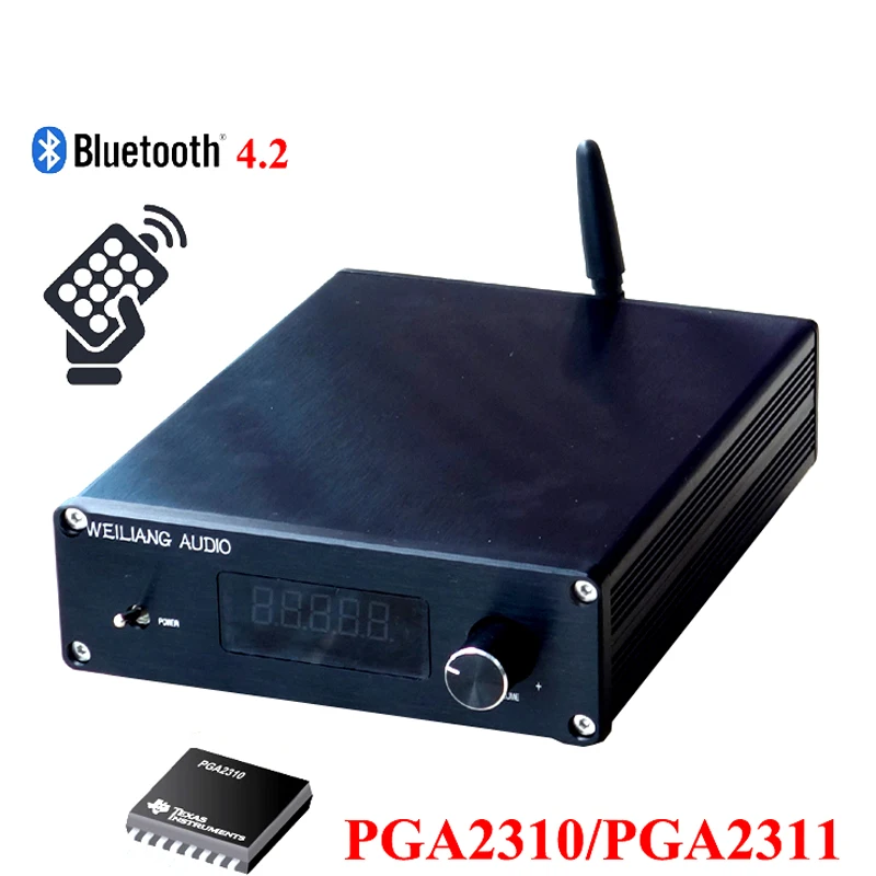 Lusya PGA2310/PGA2311 3 way stereo input Bluetooth 4.2 Preamp Preamplifier Board with case T0422