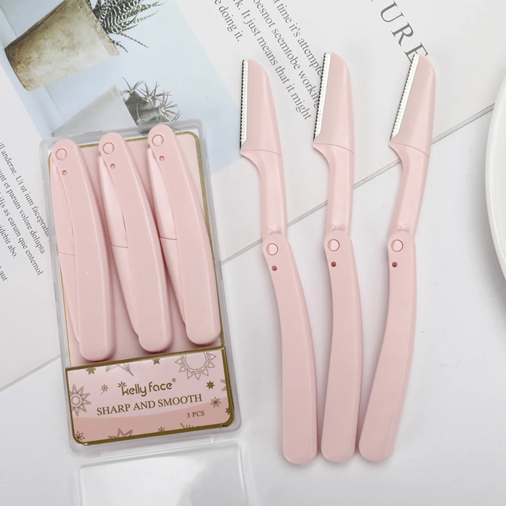 

3 Pieces of Ladies Folding Eyebrows Professional with Protective Net Shaving Eyebrows Beauty Tools Beginner Eyebrow Repair