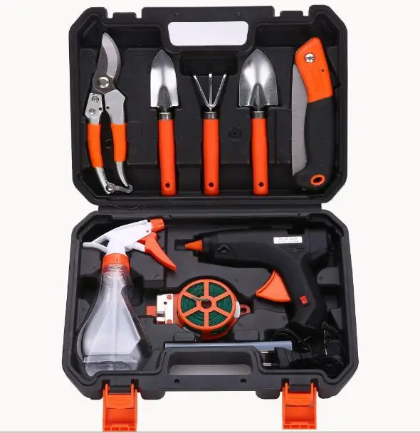 Free shipping 10 in 1 Garden tool set household garden household pruning tools branch cutter rake Shovel Gloves Rake Saws