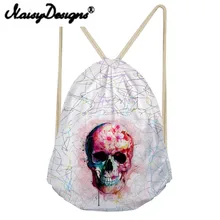 NOISYDESIGNS Punk Skull Printing women’s Drawstring Backpack Tote String Shoulder for TeenagersBoys Harajuku punk bags Mochila