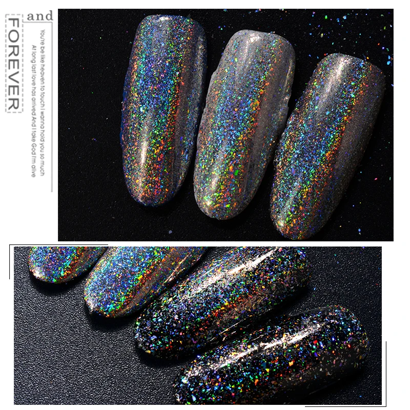 Лучшая цена 0,2 г/кор. голографический пигмент, голограф GALAXY Holo Серебряный глиттер хлопья Единорог силбер лазер хром Радуга Зеркало