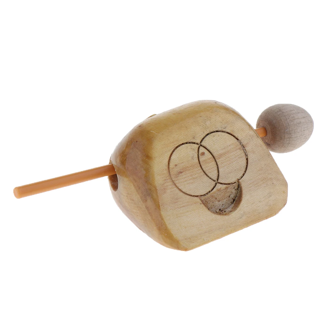 Hand Percussion Solid Wood Fish Block w/ Hammer Children Music Toy 7 x 8cm