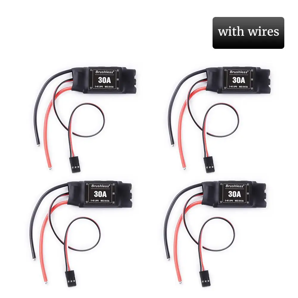 4 шт. 30A ESC 2-4S Lipo бесщеточный 30A ESC с 5 V/2A BEC для S500 X500 Квадрокоптер - Цвет: with connectors