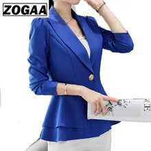 ZOGAA Women New Fashion Business Formal Suits Work Coat Elegant Ruffle Blue White Black Jacket Office Peplum Blazer