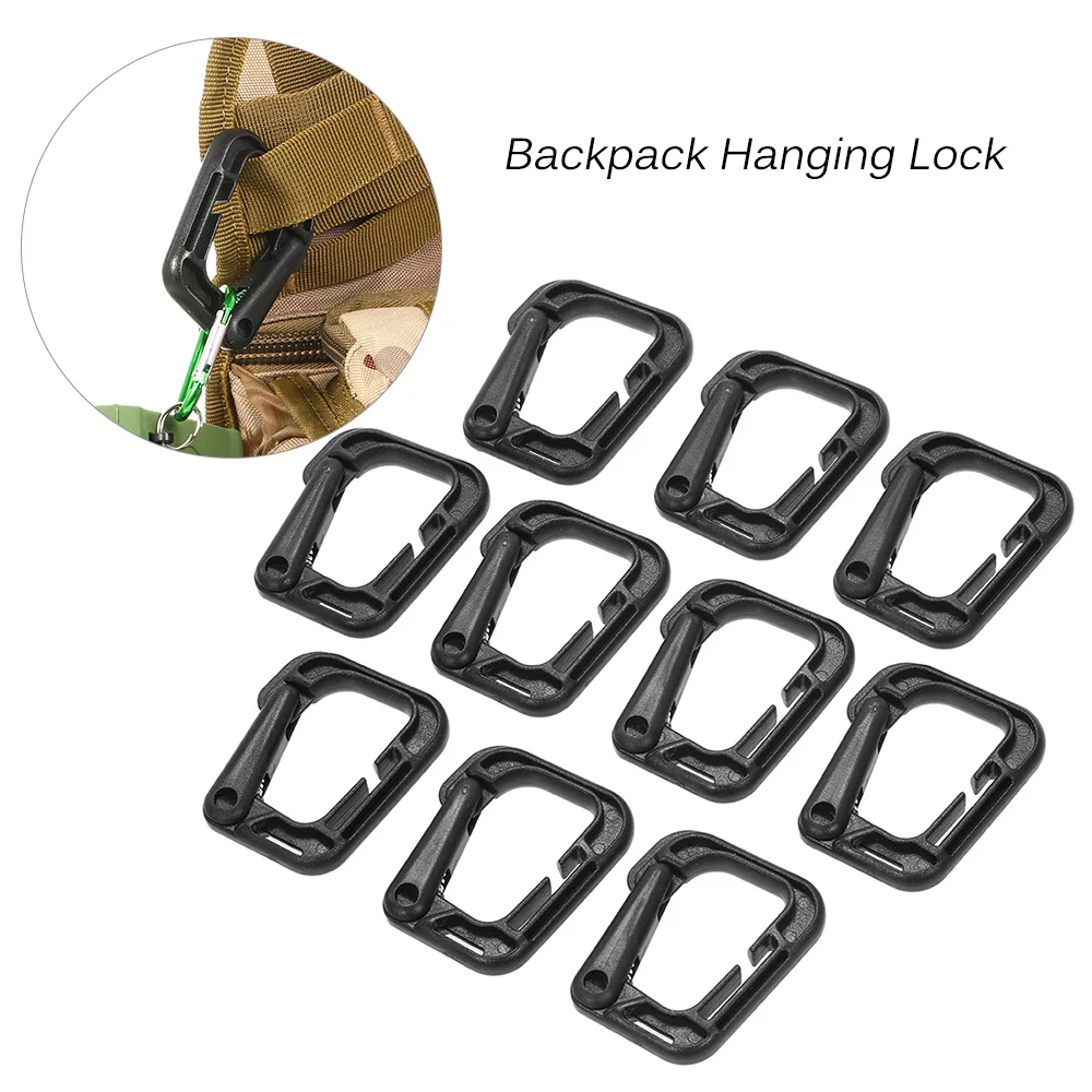 

10PCS/Lot D-Ring Plastic Buckle Outdoor Multifunctional Lock Hanging Hook Link Snap Clip Keychain for Hiking Camping EDC Tools