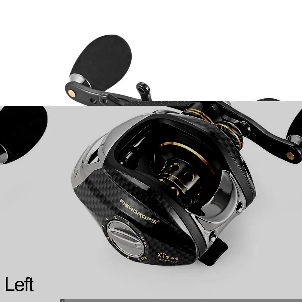 

Ball Bearings Right/Left Hand Bait Casting Black Double Brake, Double Brake Fishing Reel