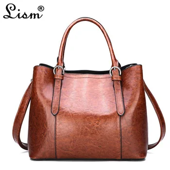 

2018 Women Leather Handbags High Quality Female Shoulder Bag Vintage High-handle Bags Tote Casual Handbag Ladies handbag New