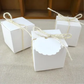 

White Square Jewelry Box Snack box Event & Party Supplies Hand Soap Box Wedding Favor Candy boxed Watch Box with Ribbon Card