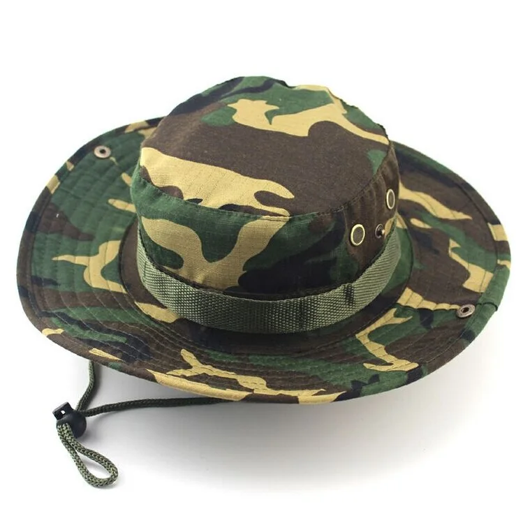 Мужская и женская спортивная хлопковая саржевая плетеная Военная камуфляжная шляпа для охоты и путешествий - Цвет: Camouflage