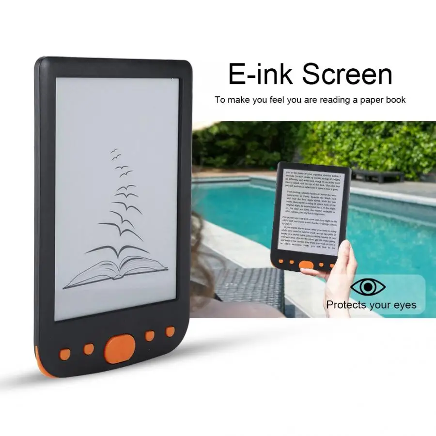 Портативный e-ink BK-6025L портативный 6 дюймов 8G электронная книга ридер поддерживает TF карты экран освещения