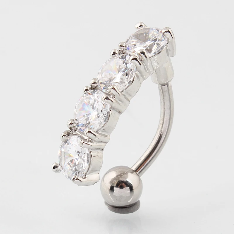 

Belly button ring Upside down b0dy piercing Zircon Retail Woman jewelry Navel ring 14G 316L surgical steel Nickel-free
