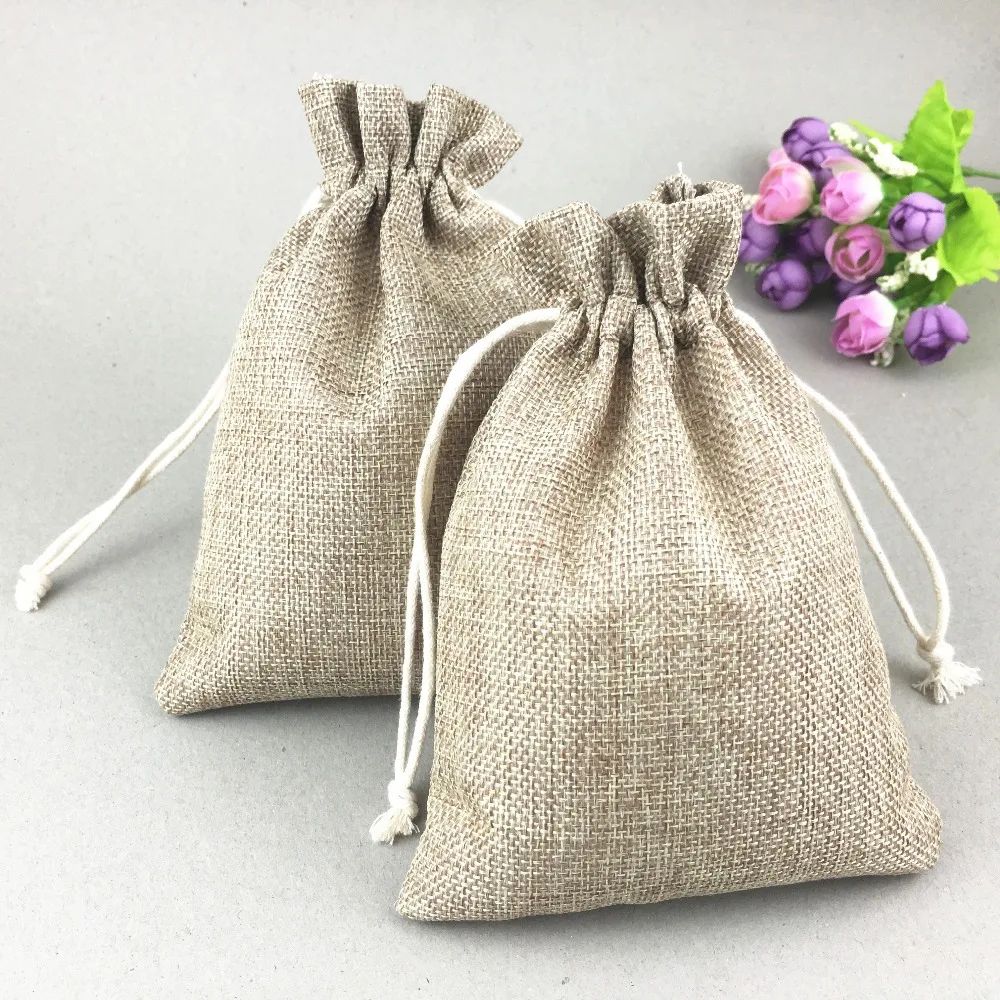 50pcs Faux jute sock/Hessian Hemp Burlap Jewelry Gift christmas sack