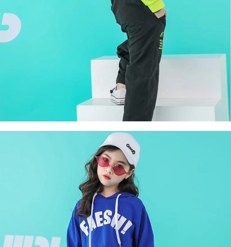 Toddler summer girls sets hip hop hoodie kids  dance costumes jazz summer baby girls clothing set children's clothing 160 140 (10)