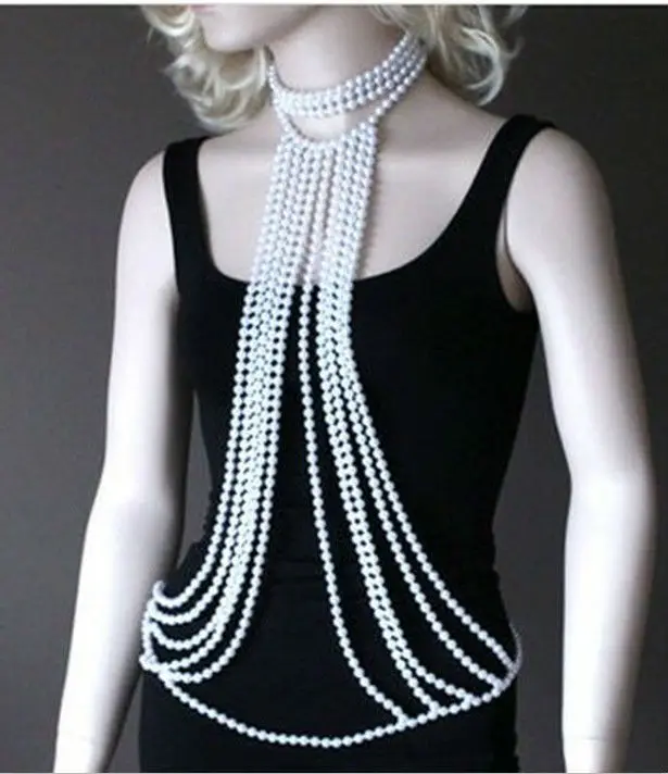 

New BODY JEWELRY BY-146 Fashion Womew Imitaion Pearls Jewelry Choker Harness Waist Belly Body Jewelry