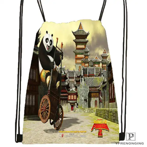 Best Custom kung fu panda Drawstring Backpack Bag Cute Daypack Kids Satchel (Black Back) 31x40cm#20180611 02 66