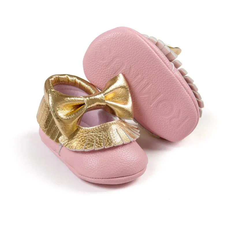 Baby Cute Bow Shoes Soft Sole Moccasin Newborn Babies PU leather Slip-on First Walker