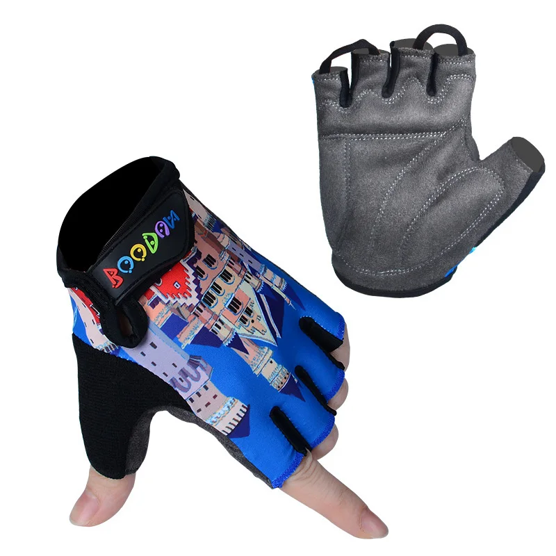 Одежда для мальчиков и девочек на открытом воздухе спортивные рукавицы длинные Хранитель детские перчатки на пол пальца детская езда на велосипеде Езда на велосипеде перчатки для бега h34