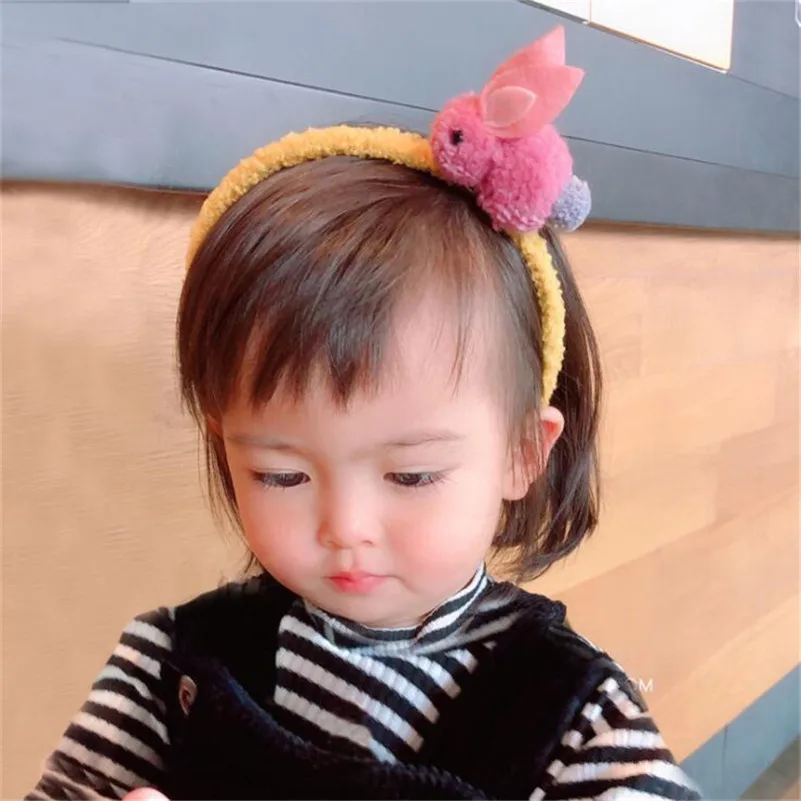 Милая Детская повязка на голову с кроликом, Корейская Милая повязка на голову, плюшевый детский обруч для волос, резиновая модная повязка для волос принцессы, аксессуары для волос