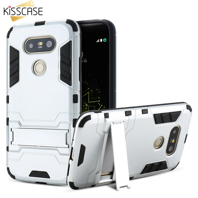 KISSCASE Гибридный Броня телефон чехлы для LG G5 G4 2 в 1 Combo задняя крышка Kickstand Чехлы