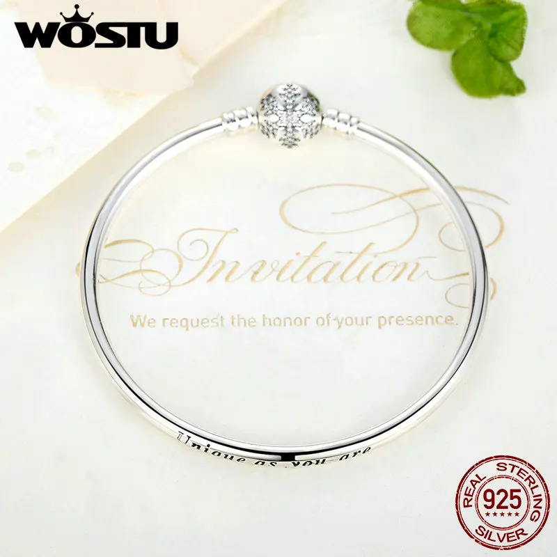 Beste WOSTU Authentieke 925 Sterling Zilver Graveren Sneeuwvlok Sluiting Uniek als je Chain Armband Bangle Fit DIY Sieraden XCHS915