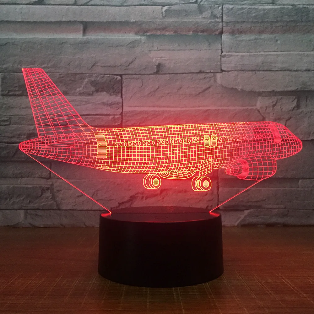 

Big Air Plane 3D Light Table Lamp Optical Illusion Night Light 7 USB Bedroom Decor Gift Colors Changing Mood Lamp Dropshipping