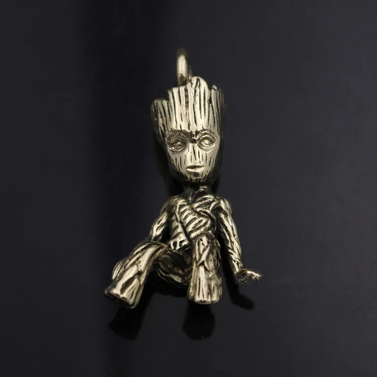4 6 см твердая Чистая медь Дерево человек Groot брелок кулон латунный Автомобиль